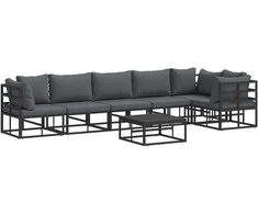 Sodo Sofų Rinkinys su pagalve 7 pcs Juoda Aliuminis