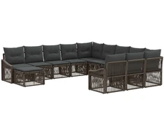 Lauko baldų komplektas Sodo Sofų Rinkinys 12 pcs Pilka poliratanas