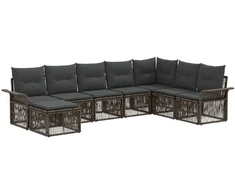 Lauko baldų komplektas Sodo Sofų Rinkinys 8 pcs Pilka poliratanas