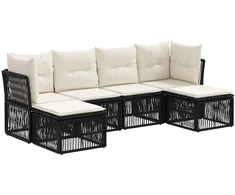 Lauko baldų komplektas Sodo Sofų Rinkinys 6 pcs Juoda poliratanas