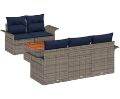 Lauko baldų komplektas Sodo Sofų Rinkinys su pagalve 6 pcs Pilka poliratanas