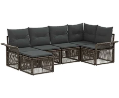 Lauko baldų komplektas Sodo Sofų Rinkinys 6 pcs Pilka poliratanas