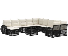 Lauko baldų komplektas Sodo Sofų Rinkinys 12 pcs Juoda poliratanas