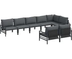 Sodo Sofų Rinkinys su pagalve 8 pcs Juoda Plienas