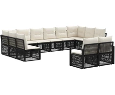 Lauko baldų komplektas Sodo Sofų Rinkinys 12 pcs Juoda poliratanas