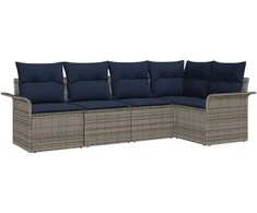 Lauko baldų komplektas Sodo Sofų Rinkinys su saugykla 5 pcs Pilka poliratanas