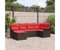 Sodo Sofų Rinkinys su pagalve su saugykla 6 pcs Poli ratanas