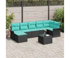 Lauko baldų komplektas Sodo Sofų Rinkinys su saugykla 8 pcs Juoda poliratanas