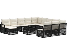 Lauko baldų komplektas Sodo Sofų Rinkinys 13 pcs Juoda poliratanas