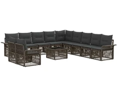 Lauko baldų komplektas Sodo Sofų Rinkinys 12 pcs Pilka poliratanas