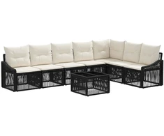 Lauko baldų komplektas Sodo Sofų Rinkinys 8 pcs Juoda poliratanas