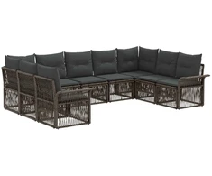 Lauko baldų komplektas Sodo Sofų Rinkinys 9 pcs Pilka poliratanas