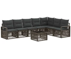 Lauko baldų komplektas Sodo Sofų Rinkinys 8 pcs Pilka poliratanas
