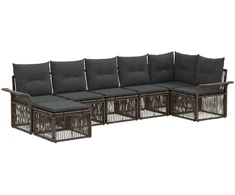 Lauko baldų komplektas Sodo Sofų Rinkinys 7 pcs Pilka poliratanas