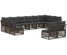 Lauko baldų komplektas Sodo Sofų Rinkinys 12 pcs Pilka poliratanas