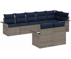 Lauko baldų komplektas Sodo Sofų Rinkinys su pagalve 8 pcs Pilka poliratanas