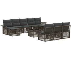 Lauko baldų komplektas Sodo Sofų Rinkinys 11 pcs Pilka poliratanas