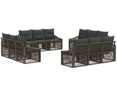 Lauko baldų komplektas Sodo Sofų Rinkinys 12 pcs Pilka poliratanas