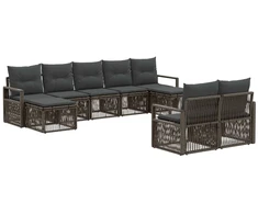 Lauko baldų komplektas Sodo Sofų Rinkinys 9 pcs Pilka poliratanas