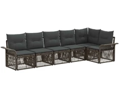 Lauko baldų komplektas Sodo Sofų Rinkinys 6 pcs Pilka poliratanas