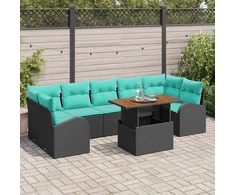 Lauko baldų komplektas Sodo Sofų Rinkinys su saugykla 8 pcs Juoda Poli ratanas