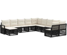 Lauko baldų komplektas Sodo Sofų Rinkinys 11 pcs Juoda poliratanas