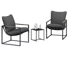 Lauko baldų komplektas Sodo Sofų Rinkinys 3 pcs Juoda ir Antracitas Plienas
