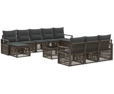 Lauko baldų komplektas Sodo Sofų Rinkinys 11 pcs Pilka poliratanas