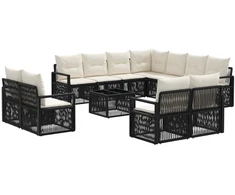 Lauko baldų komplektas Sodo Sofų Rinkinys 12 pcs Juoda poliratanas
