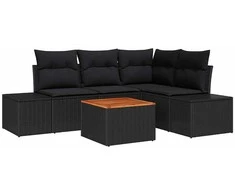 Lauko baldų komplektas Sodo Sofų Rinkinys su saugykla 5 pcs Juoda poliratanas