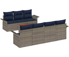 Lauko baldų komplektas Sodo Sofų Rinkinys su pagalve 8 pcs Pilka poliratanas