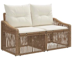 Lauko baldų komplektas Sodo Sofų Rinkinys 11 pcs Smėlio poliratanas