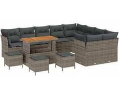 Lauko baldų komplektas Sodo Sofų Rinkinys 13 pcs Pilka poliratanas