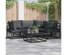 Sodo Sofų Rinkinys su pagalve 4 pcs Juoda Aliuminis
