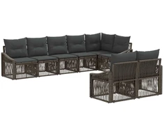 Lauko baldų komplektas Sodo Sofų Rinkinys 8 pcs Pilka poliratanas