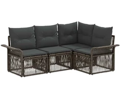Lauko baldų komplektas Sodo Sofų Rinkinys 4 pcs Pilka poliratanas