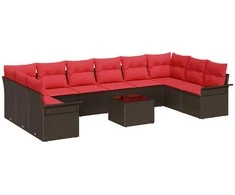 Lauko baldų komplektas Sodo Sofų Rinkinys su saugykla 11 pcs Ruda poliratanas