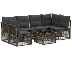 Lauko baldų komplektas Sodo Sofų Rinkinys 7 pcs Pilka poliratanas