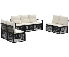 Lauko baldų komplektas Sodo Sofų Rinkinys 7 pcs Juoda poliratanas