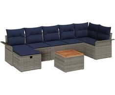 Sodo Sofų Rinkinys su pagalve 8 pcs Pilka Poli ratanas