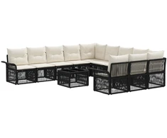 Lauko baldų komplektas Sodo Sofų Rinkinys 12 pcs Juoda poliratanas