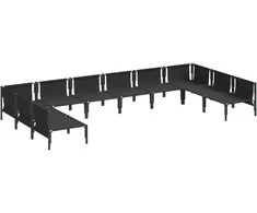 Sodo Sofų Rinkinys su pagalve 10 pcs Juoda Plienas