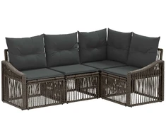 Lauko baldų komplektas Sodo Sofų Rinkinys 4 pcs Pilka poliratanas