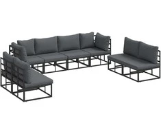 Sodo Sofų Rinkinys su pagalve 8 pcs Juoda Aliuminis
