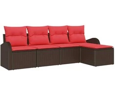 Lauko baldų komplektas Sodo Sofų Rinkinys 5 pcs Ruda poliratanas