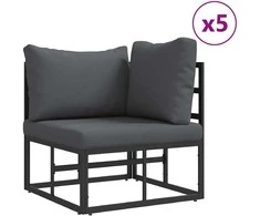 Sodo Sofų Rinkinys su pagalve 7 pcs Juoda Plienas