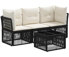 Lauko baldų komplektas Sodo Sofų Rinkinys 4 pcs Juoda poliratanas