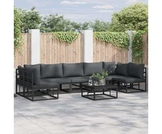 Sodo Sofų Rinkinys su pagalve 7 pcs Juoda Aliuminis