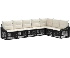 Lauko baldų komplektas Sodo Sofų Rinkinys 7 pcs Juoda poliratanas