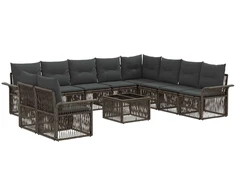 Lauko baldų komplektas Sodo Sofų Rinkinys 11 pcs Pilka poliratanas
